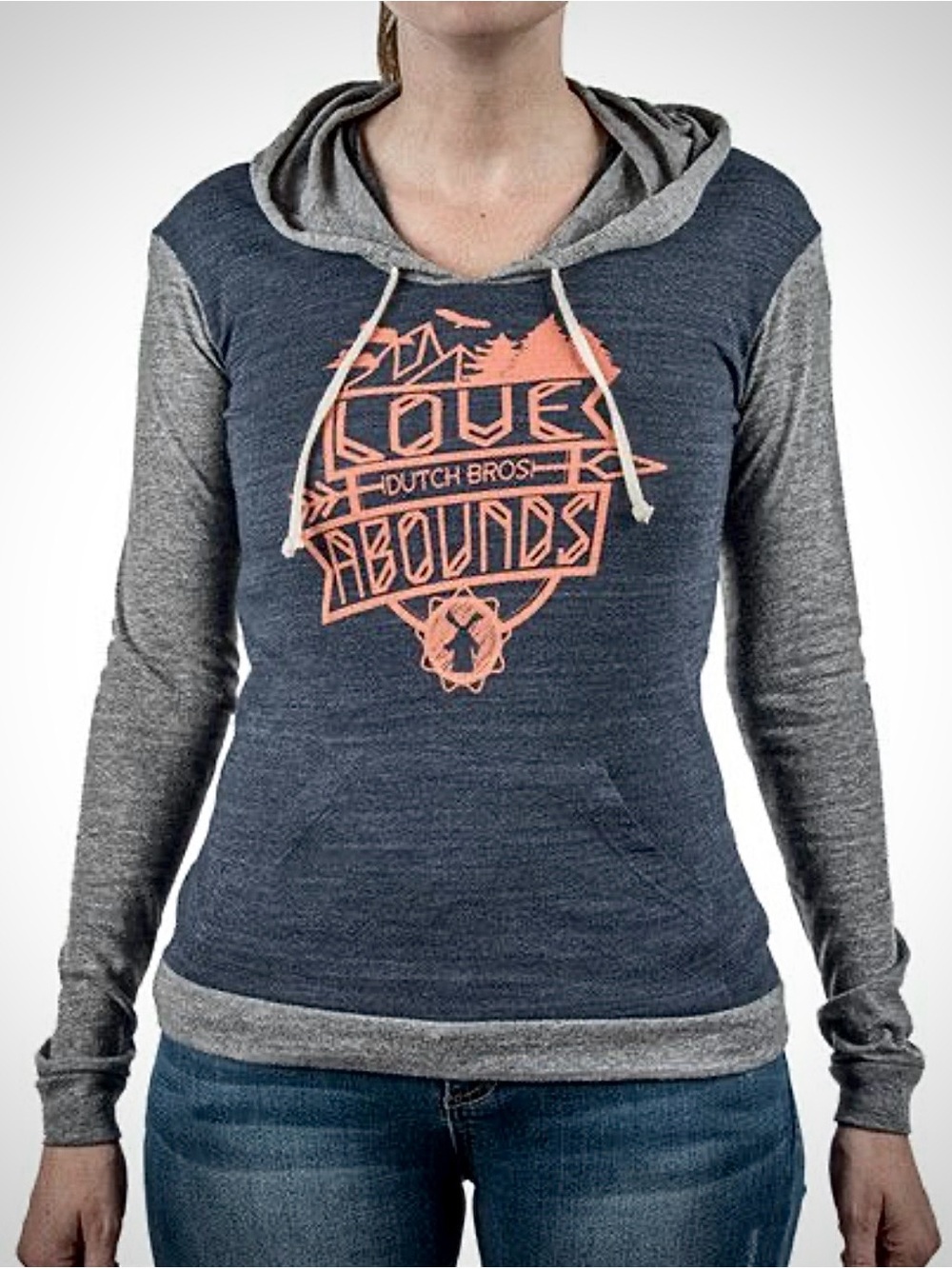 RARE Dutch Bros Employee Exclusive Love Abounds Retro Raglan Hoodie - S/M